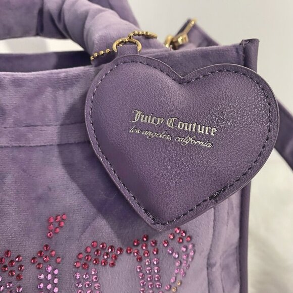 Juicy Couture Dusty Violet Big Spender Heart Charm Mini Tote Bag Satchel NWT - Picture 7 of 12